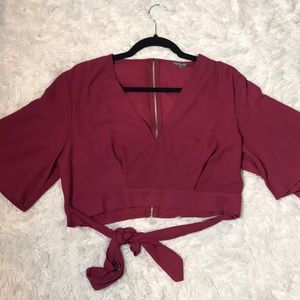 Zip back chiffon crop